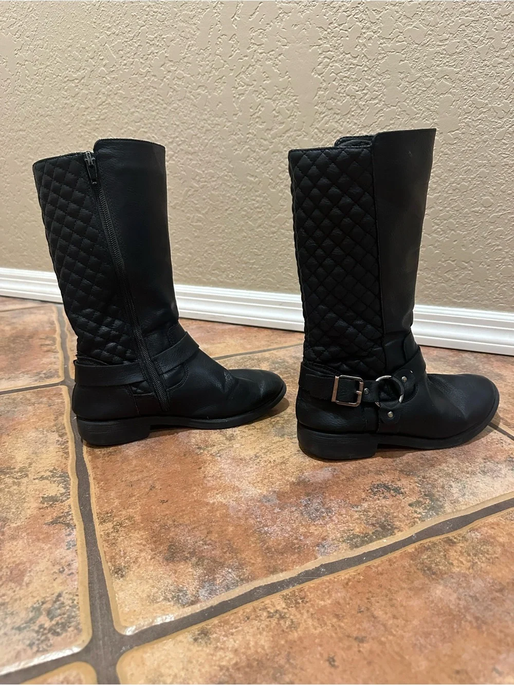 Wonder Nation Black Quilted Riding Boots | Girls Size 2